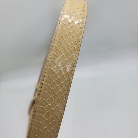 Vintage Honors Genuine Snakeskin Belt 34” Ivory Velvet Back Gold Taiwan R.O.C. - Picture 11 of 14